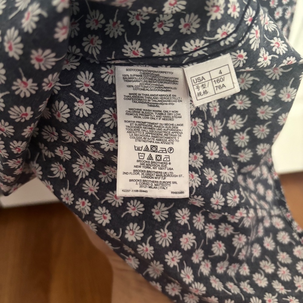 Brooks Brothers Navy Floral Button-Down Shirt with Pink Accents - Picture 6 of 7